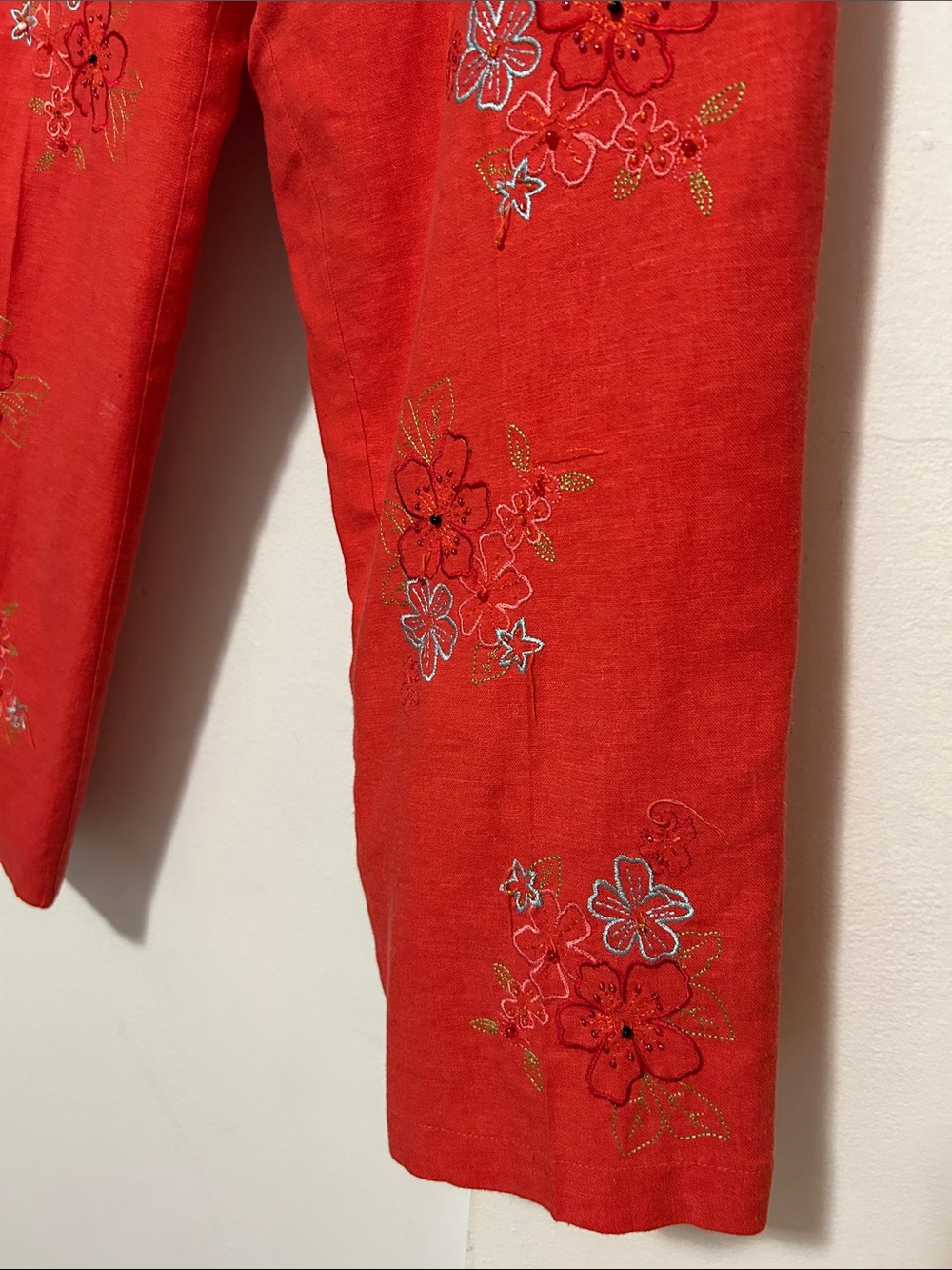 Red Embroidered Capris - Picture 9 of 15